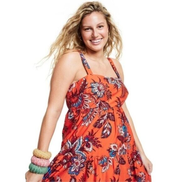 RHODE × Target Leafy Floral Print Tiered Midi Dress • Size S • Vibrant Sundress - Picture 4 of 5